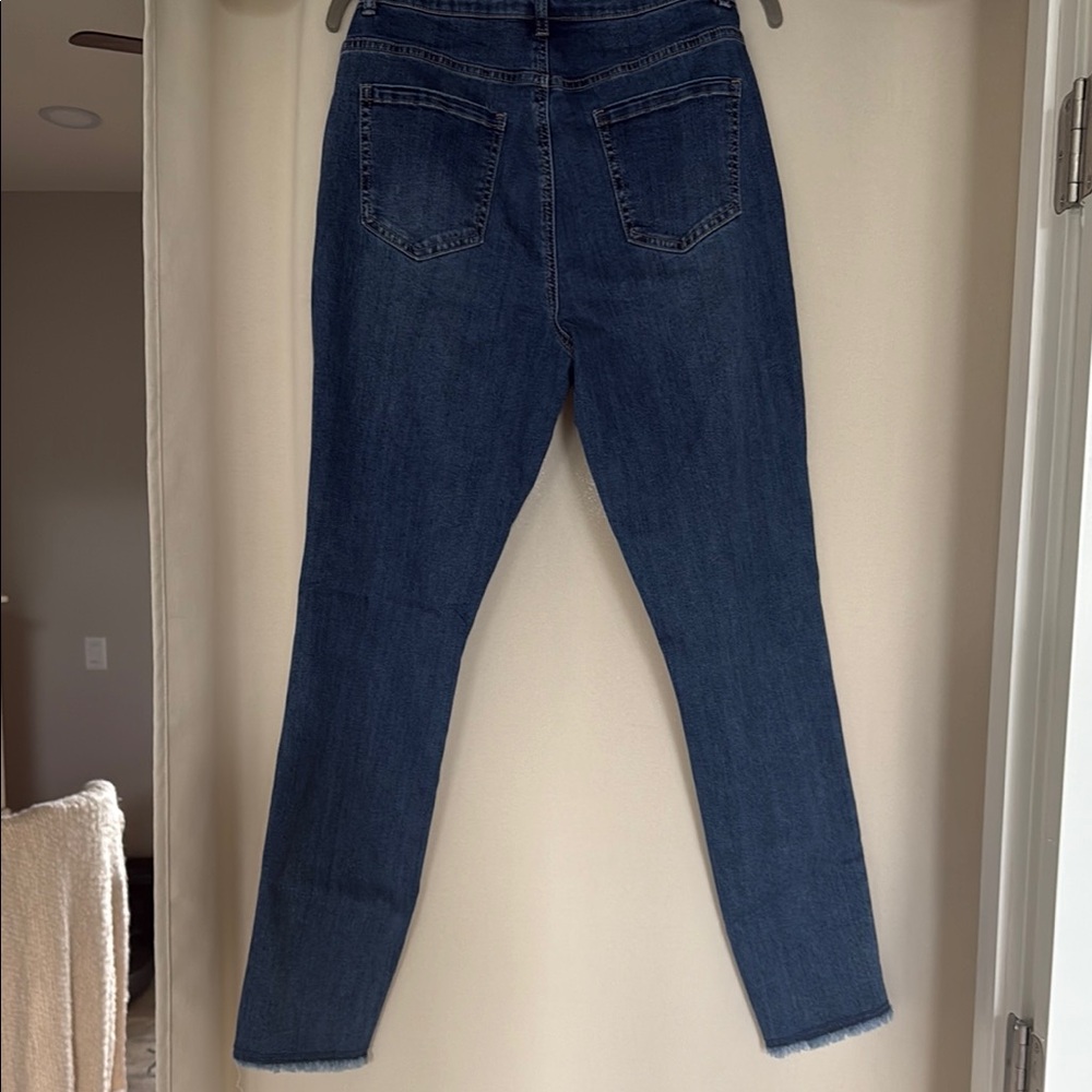 CHARLIE B Blue Straight Leg Jeans with Patch Details - Picture 2 of 4